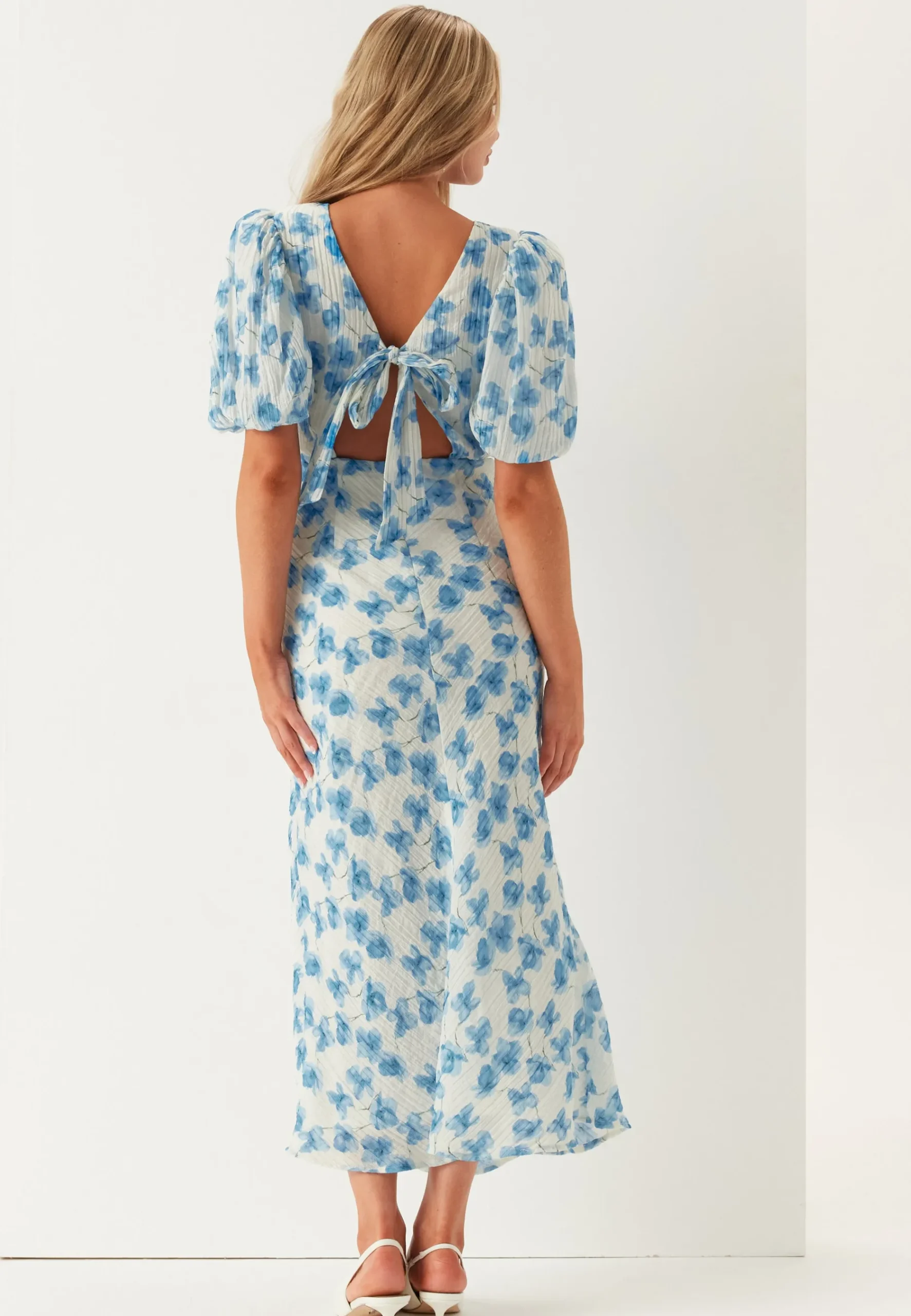Structured Puff Sleeve Ankle Dress