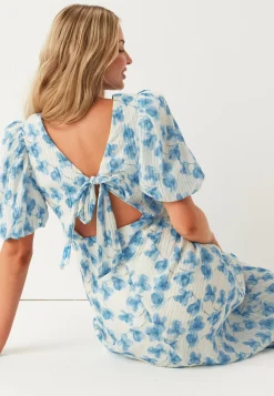 Structured Puff Sleeve Ankle Dress