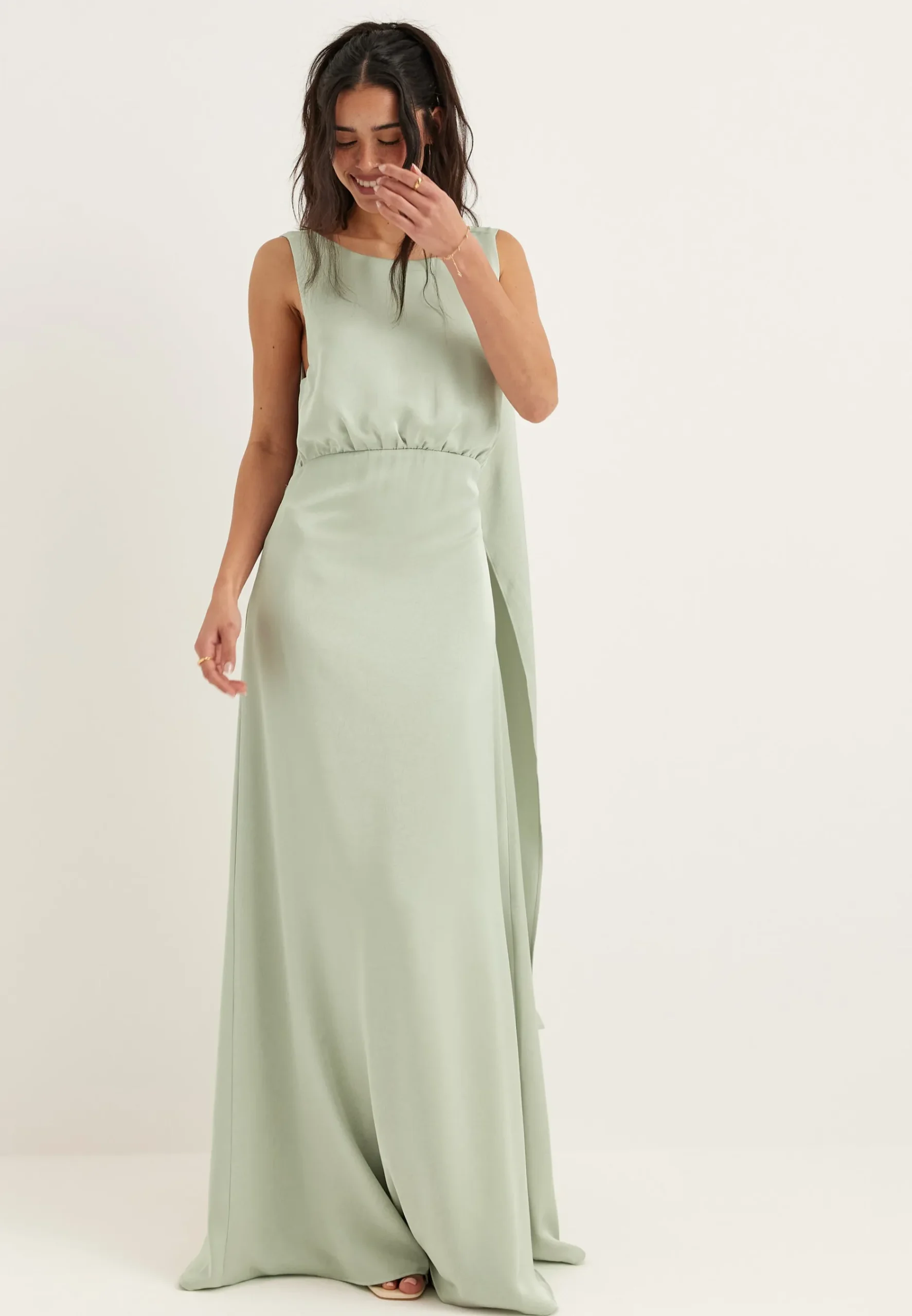 Tie Back Shawl Satin Dress