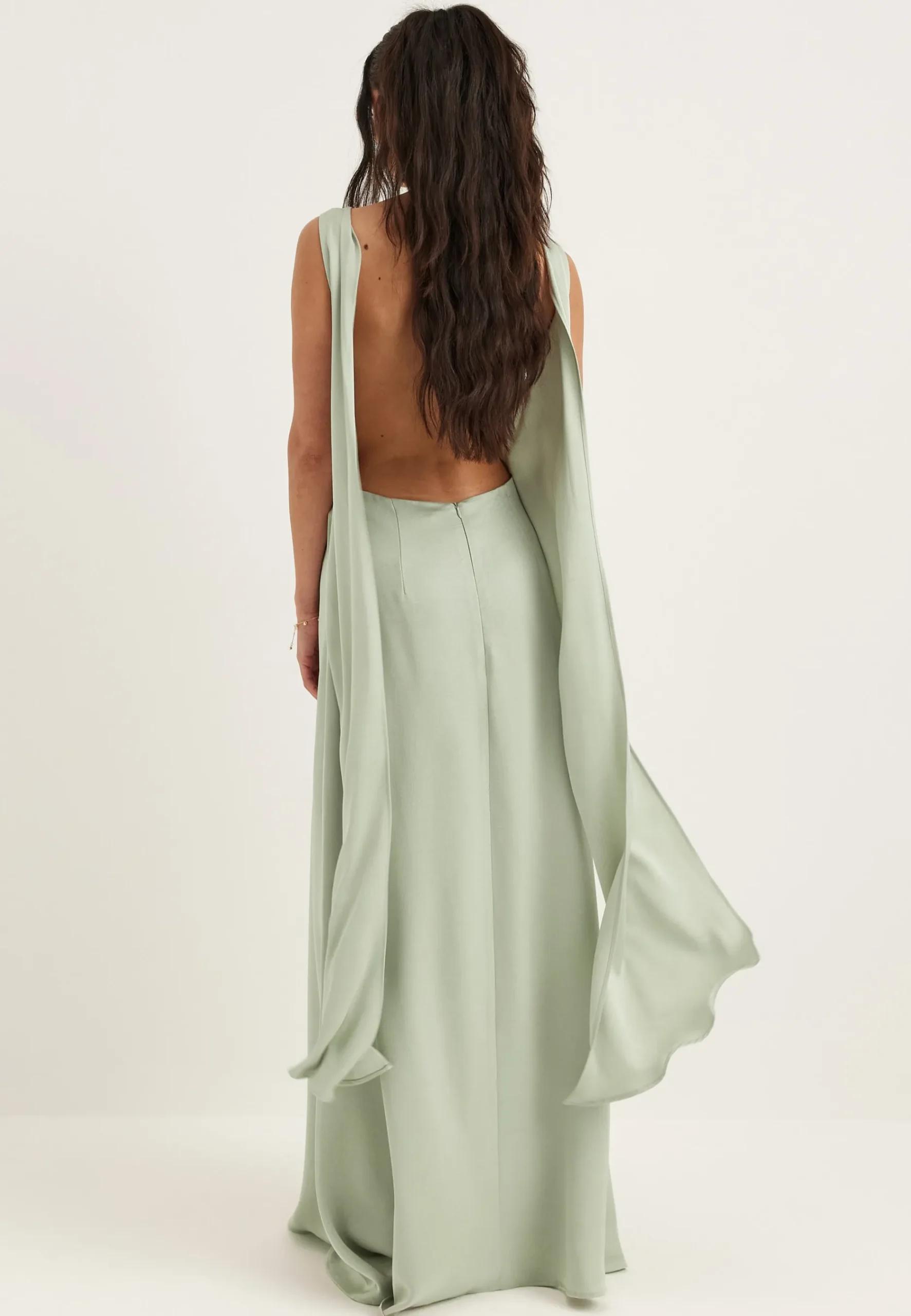 Tie Back Shawl Satin Dress