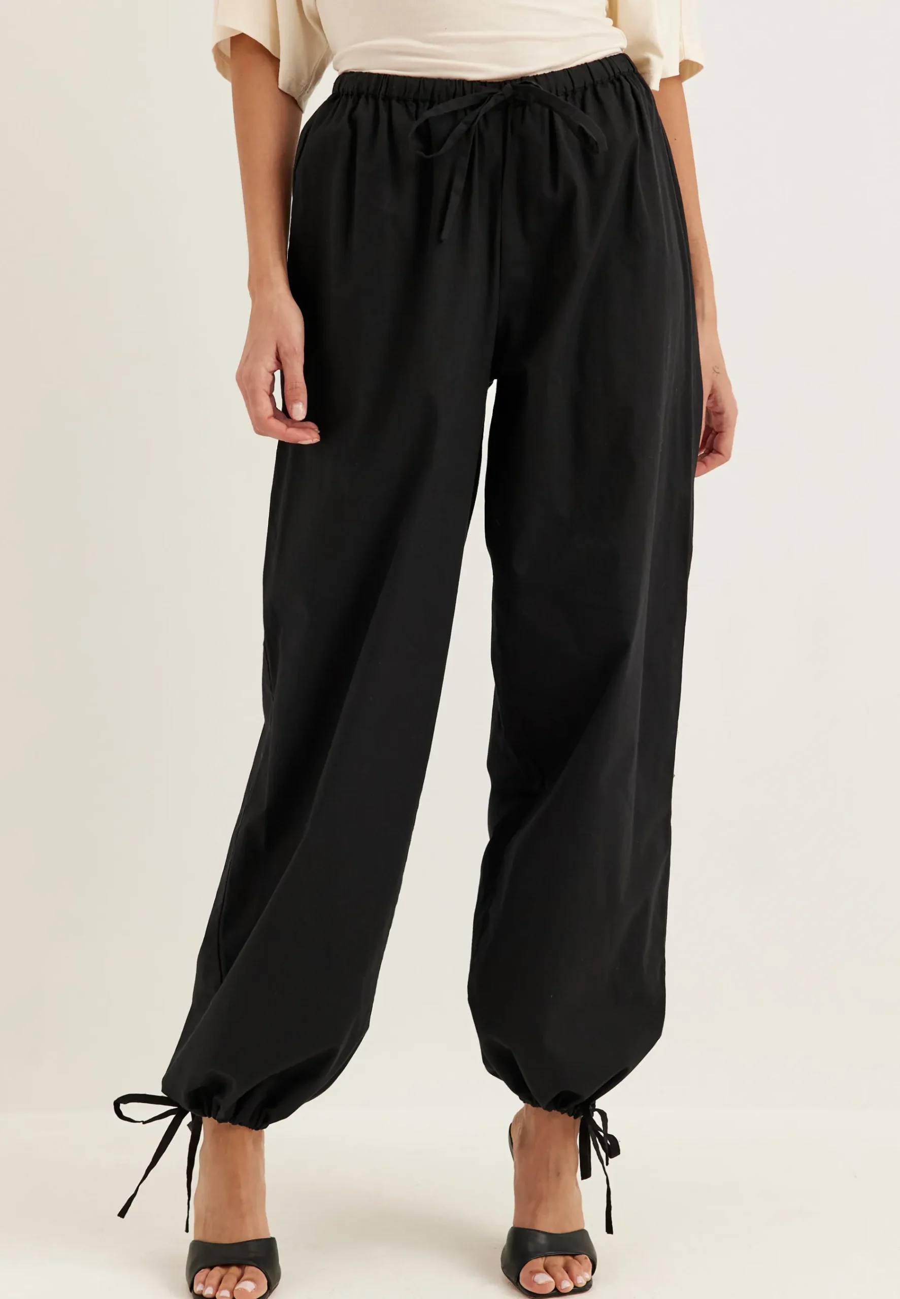 Tie Detail Cotton Trousers