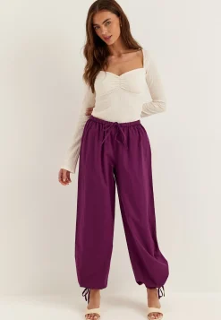 Tie Detail Cotton Trousers