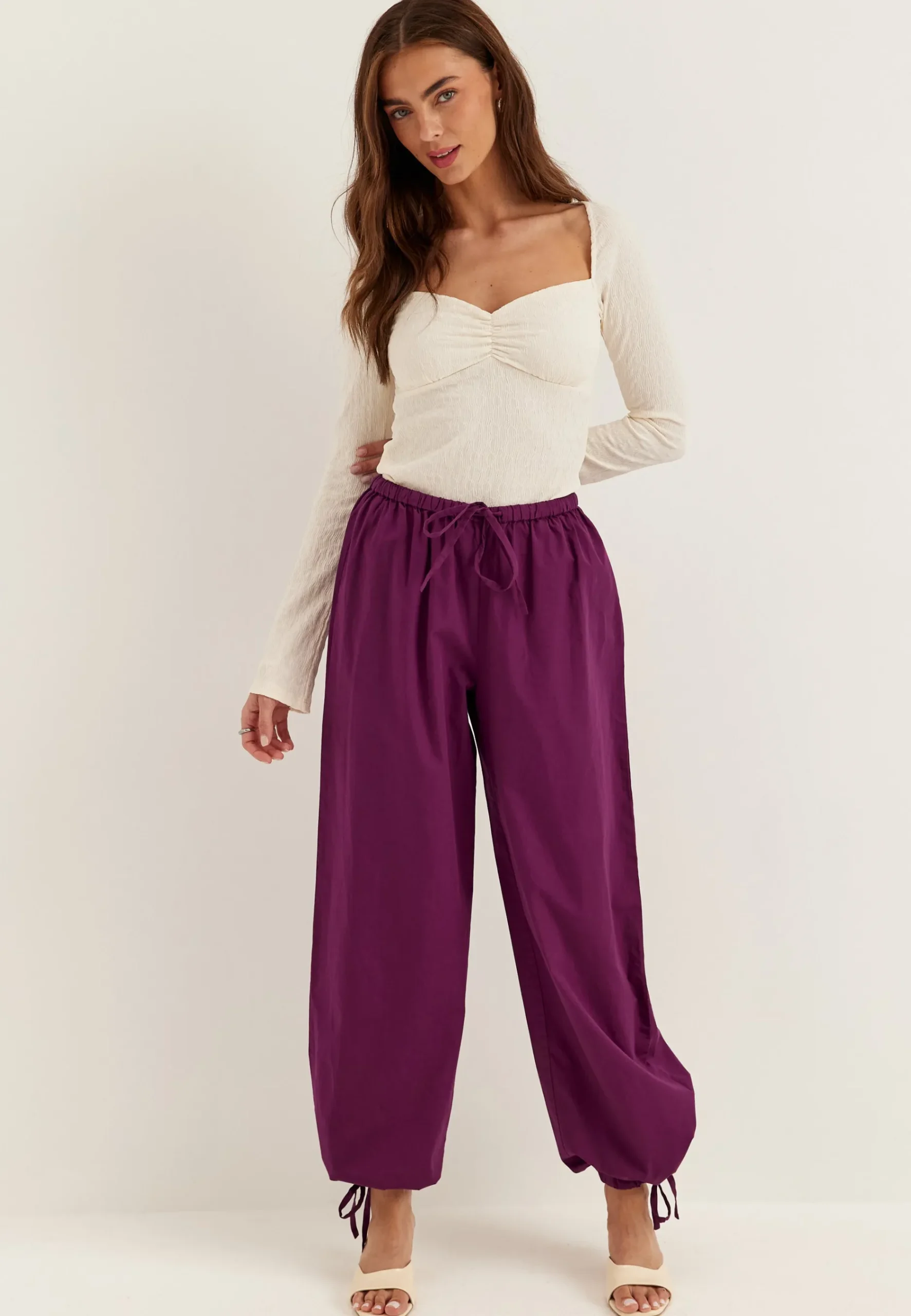 Tie Detail Cotton Trousers