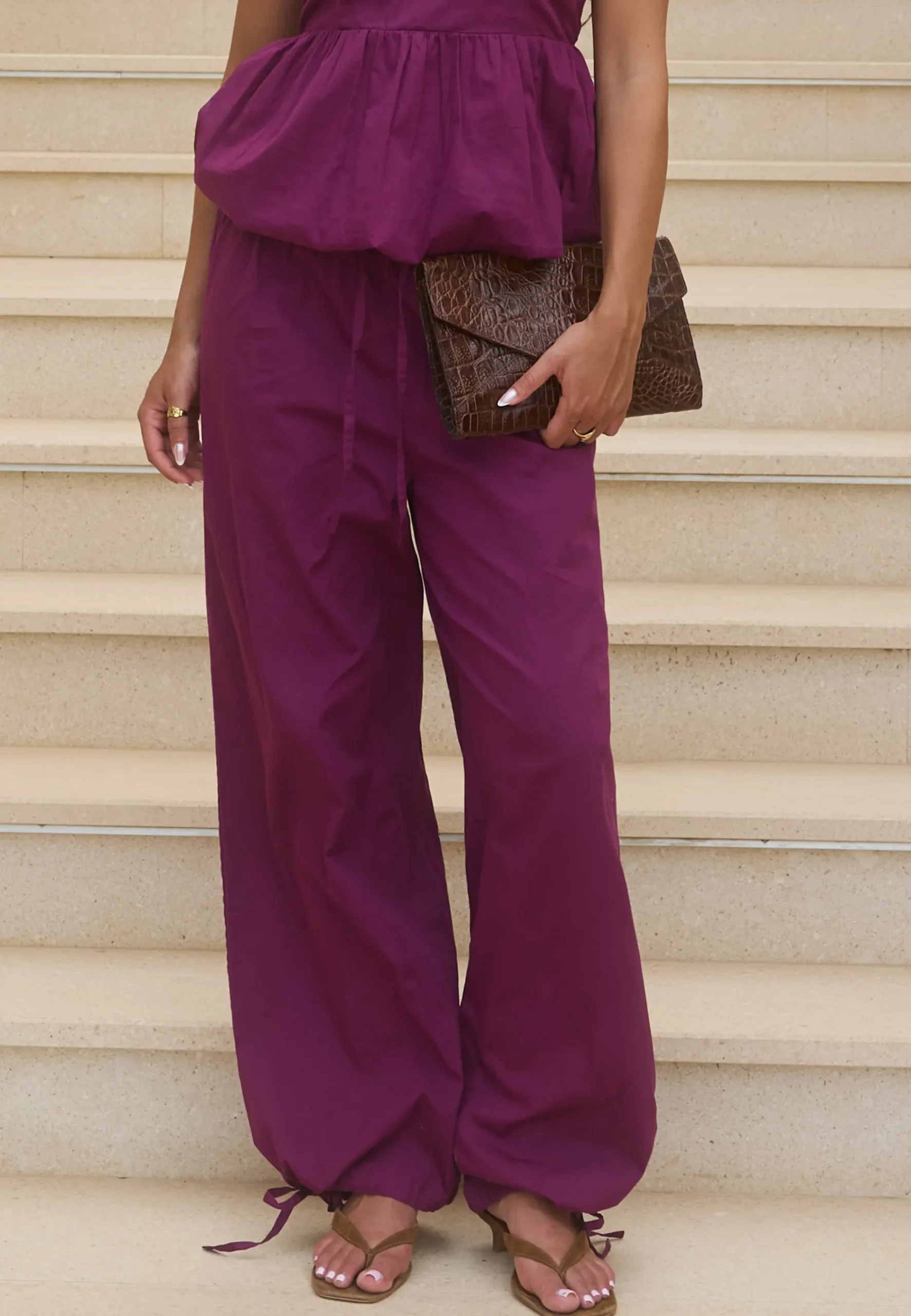 Tie Detail Cotton Trousers