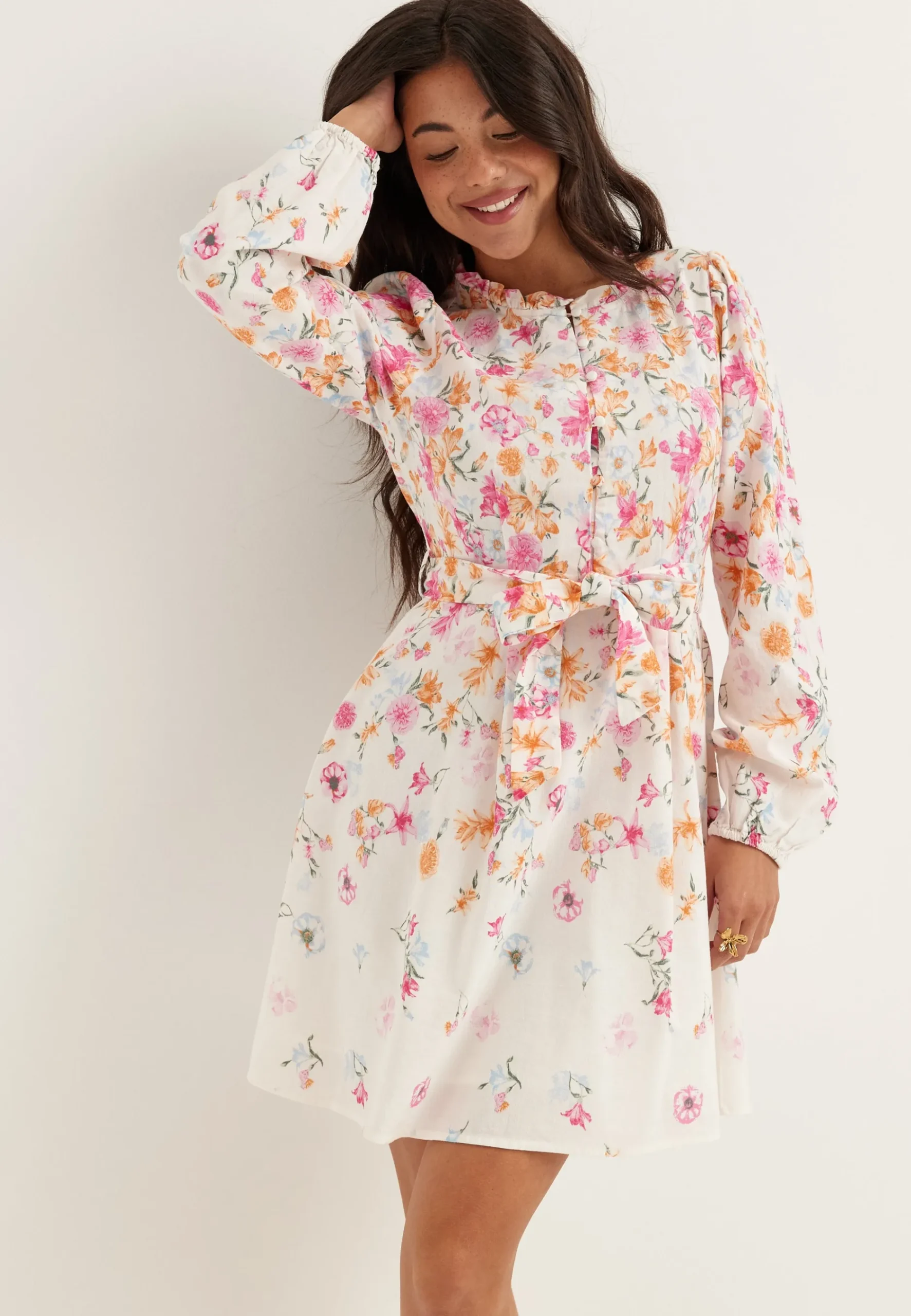 Vielma O-neck L/S SHORT DRESS