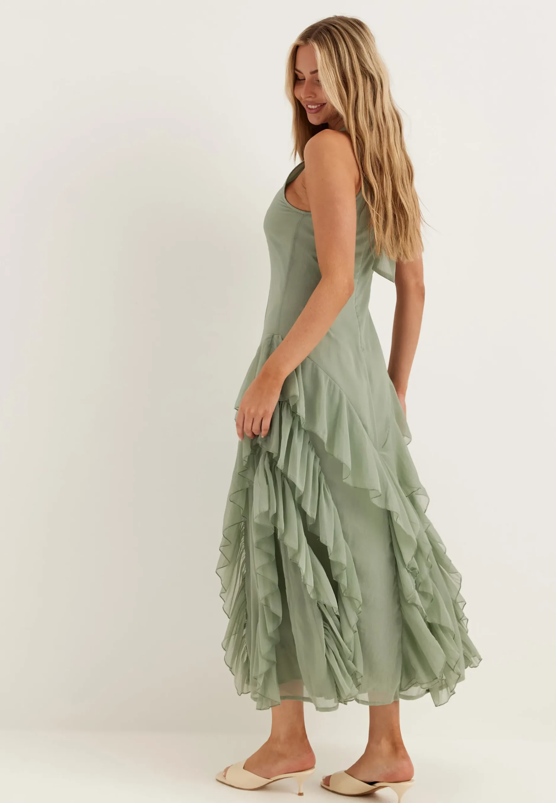 Visella Halterneck Flounch Dress