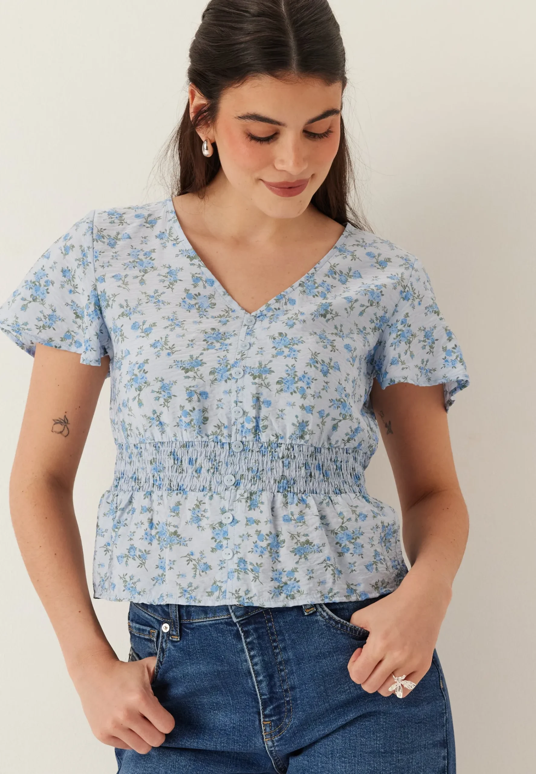 Vmjosie Ss V-neck Short Smock Top