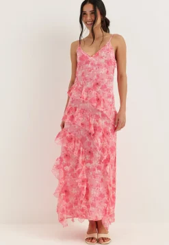 Vmsmilla S/L V-NECK LONG FRILL DRESS