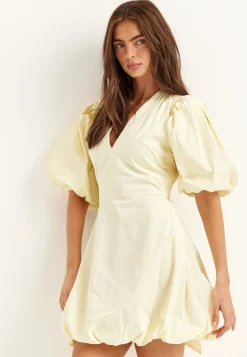 V-neck Bubble Hem Short Dress
