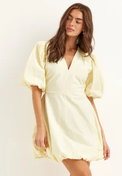 V-neck Bubble Hem Short Dress