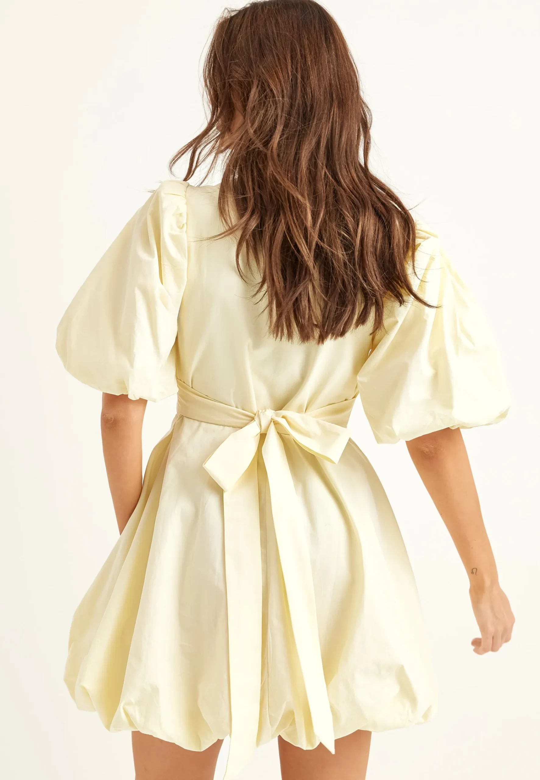 V-neck Bubble Hem Short Dress