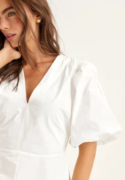 V-neck Bubble Hem Short Dress VIT