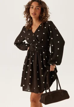 V-neck Button Short Dress