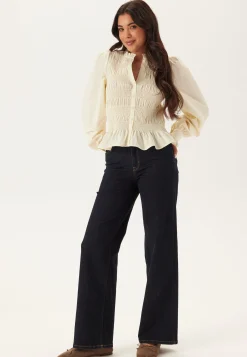 V-neck Cotton Smock Blouse