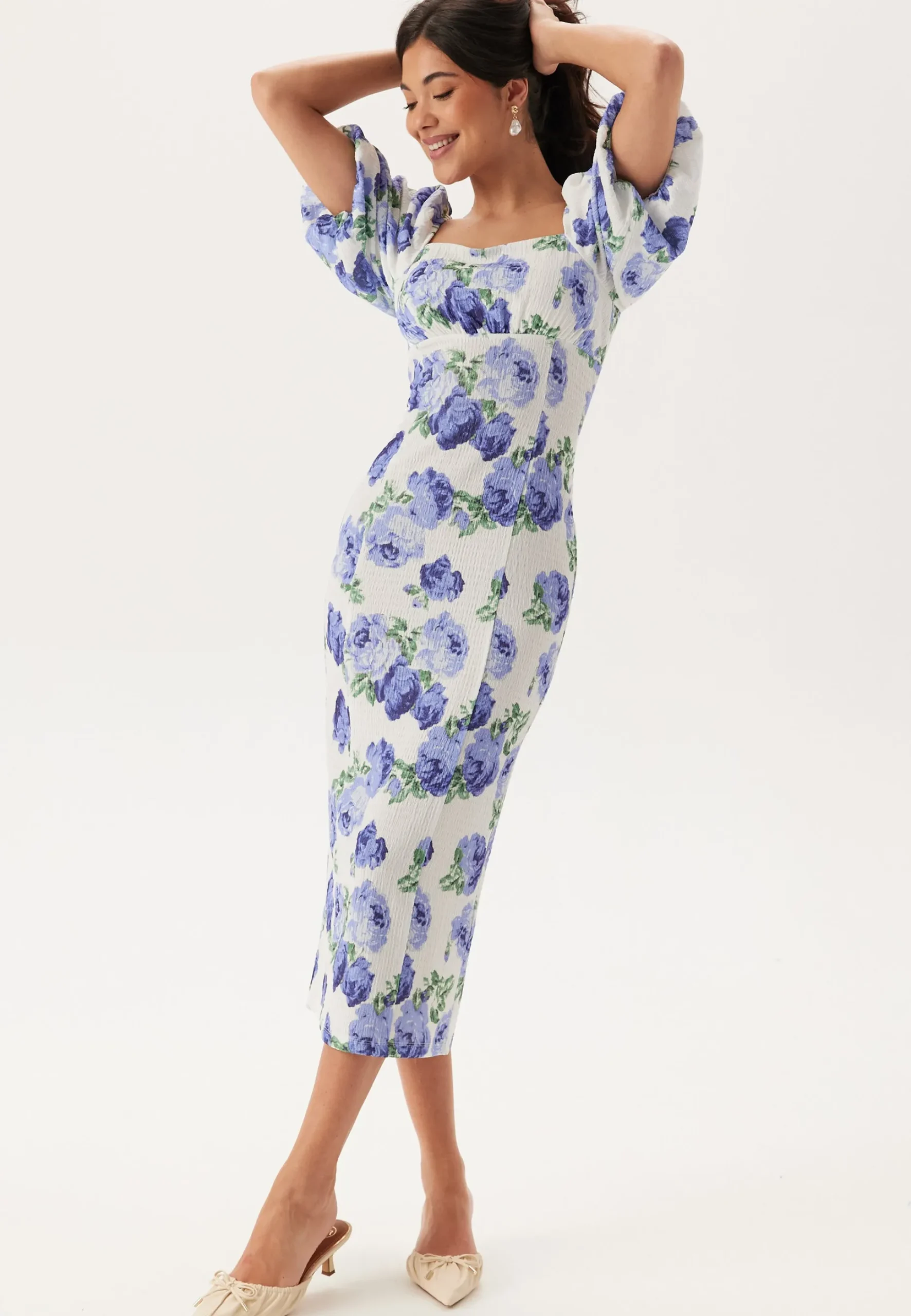 Volume Sleeve Midi Dress