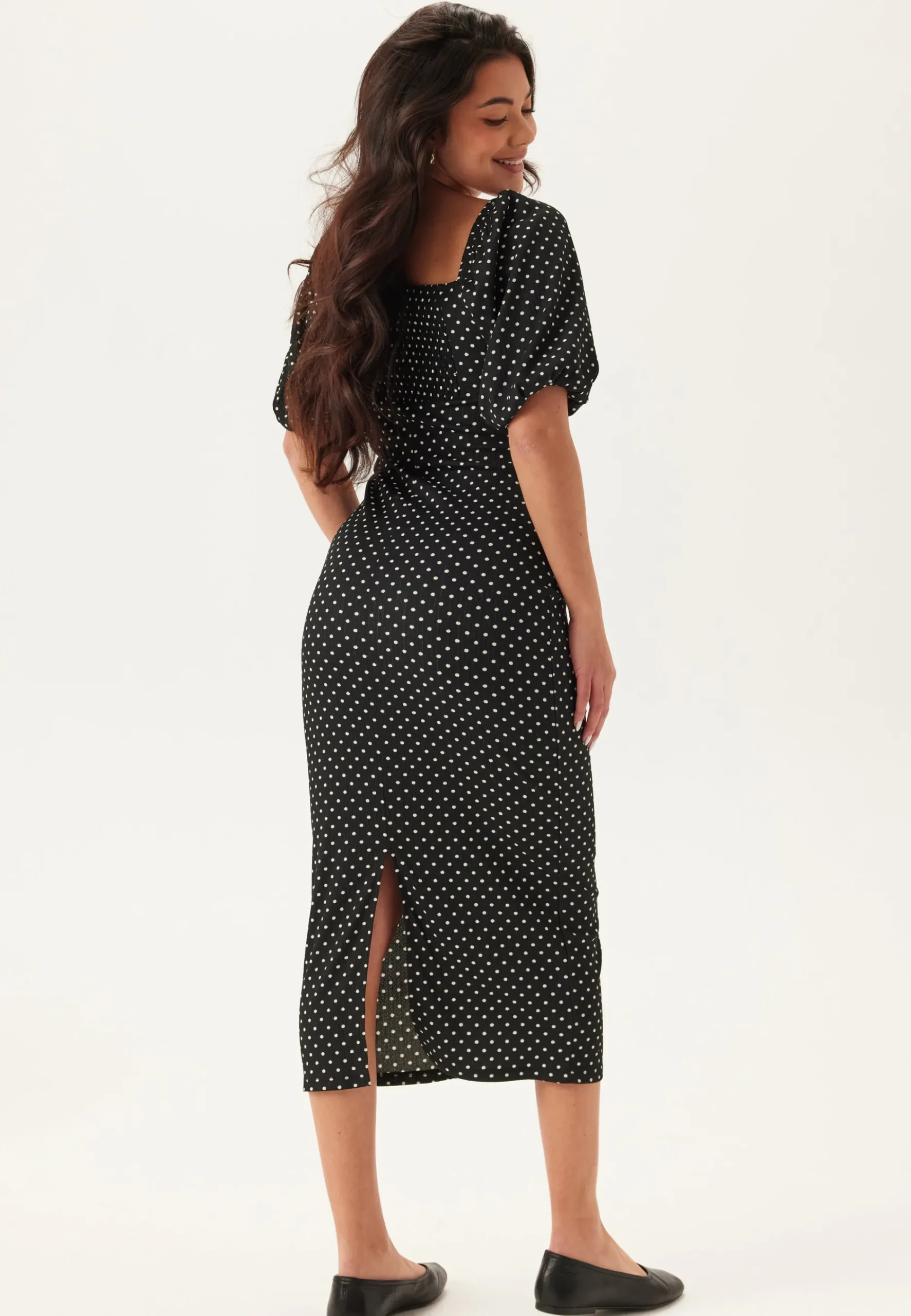 Volume Sleeve Midi Dress