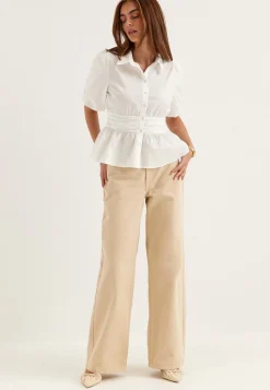 Waist Detail Cotton Blouse
