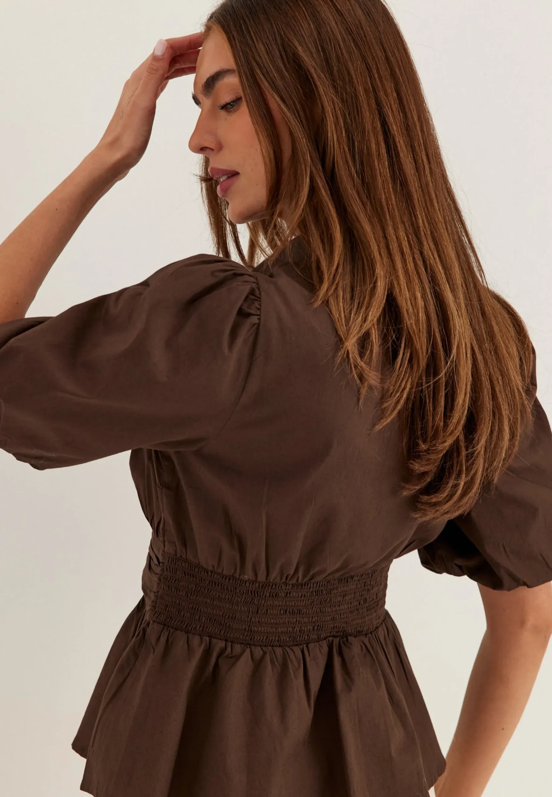 Waist Detail Cotton Blouse