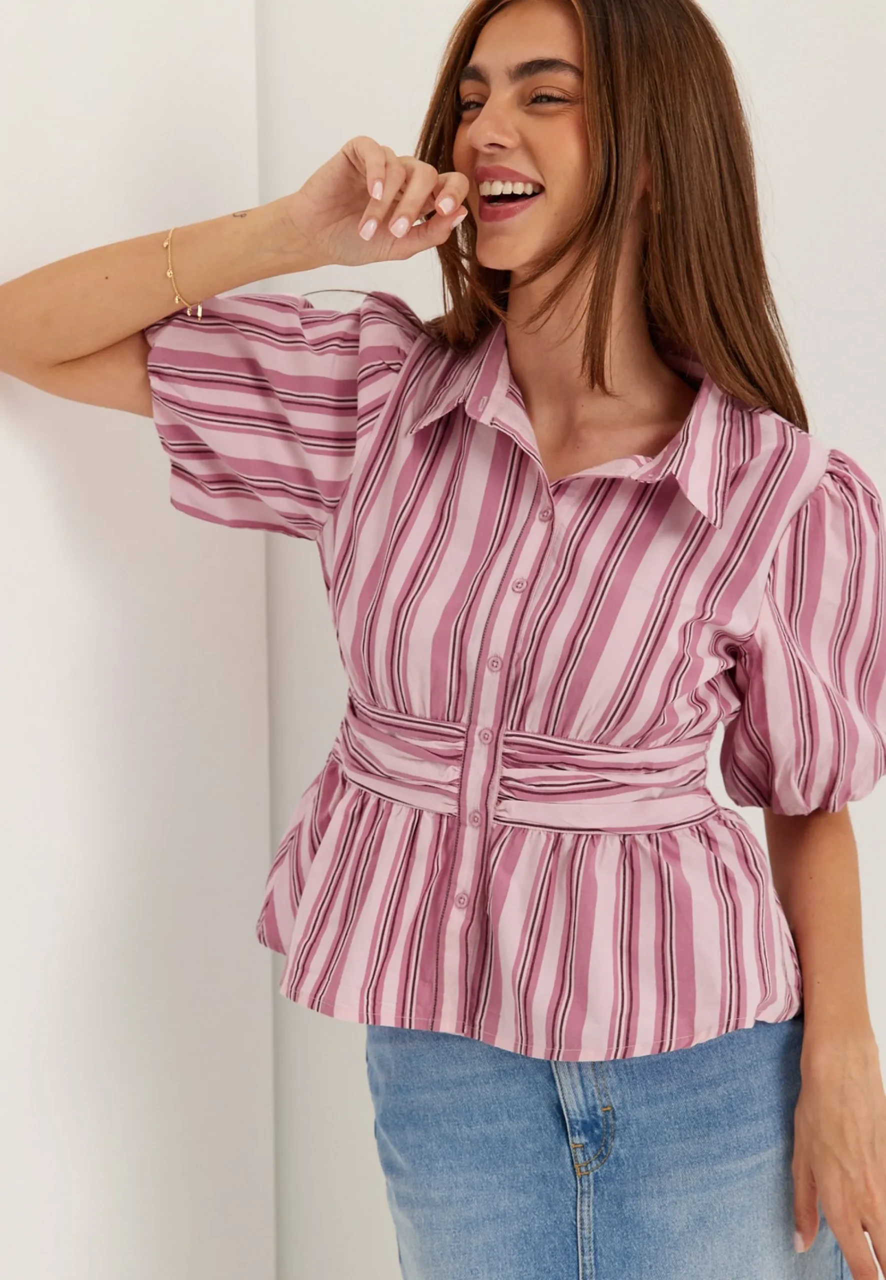 Waist Detail Cotton Blouse