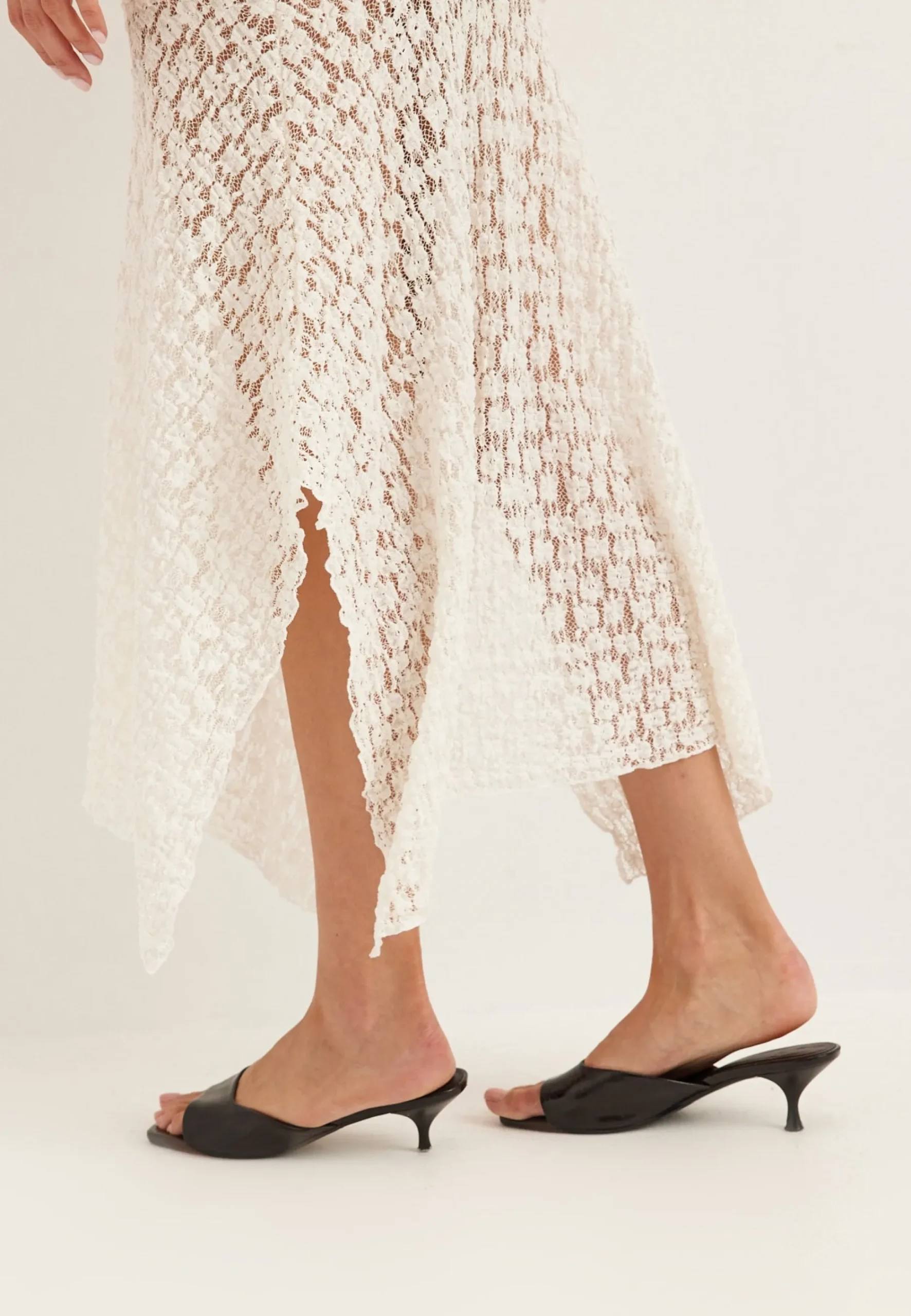 Waterfall Asymmetric Lace Skirt