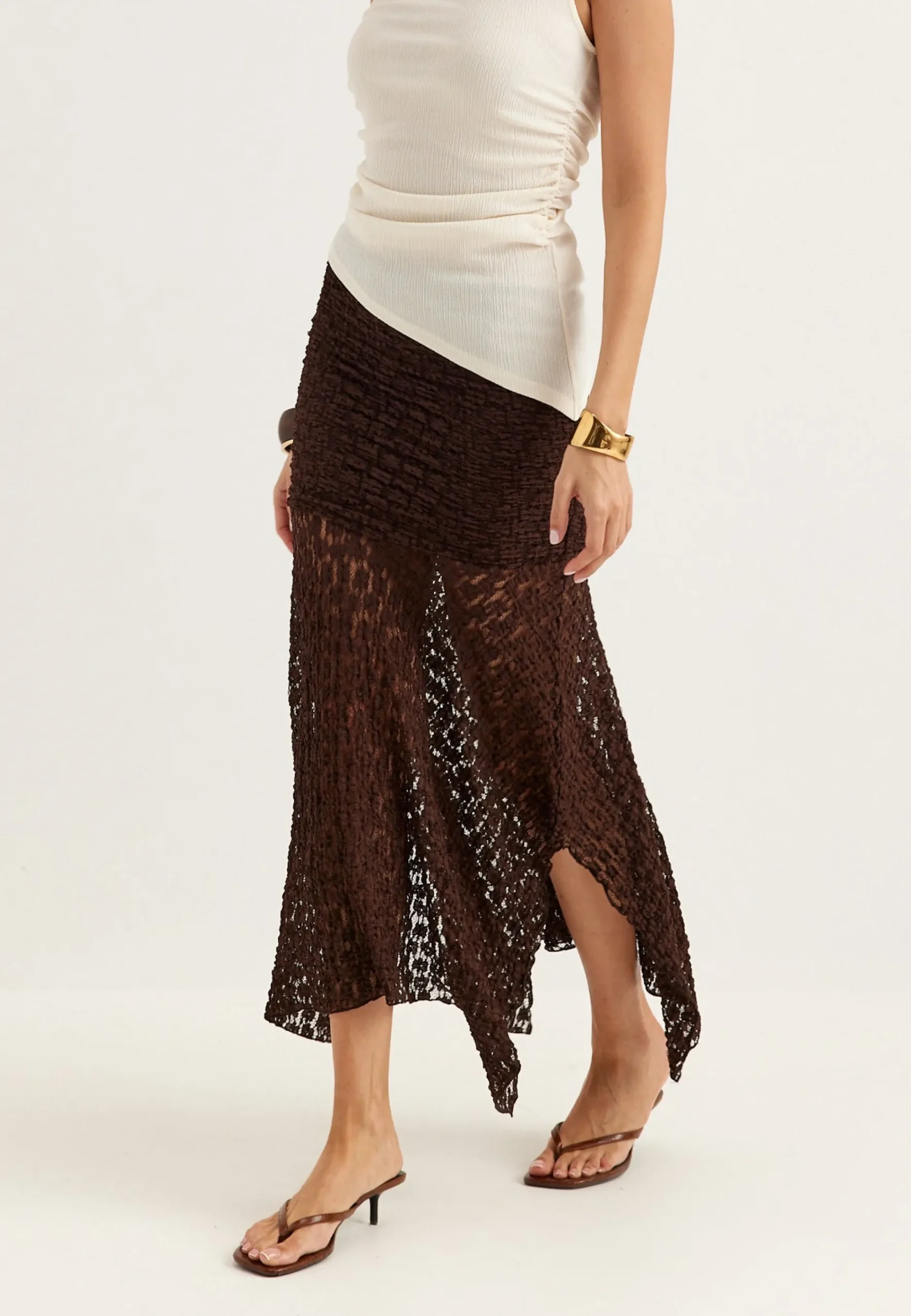 Waterfall Asymmetric Lace Skirt