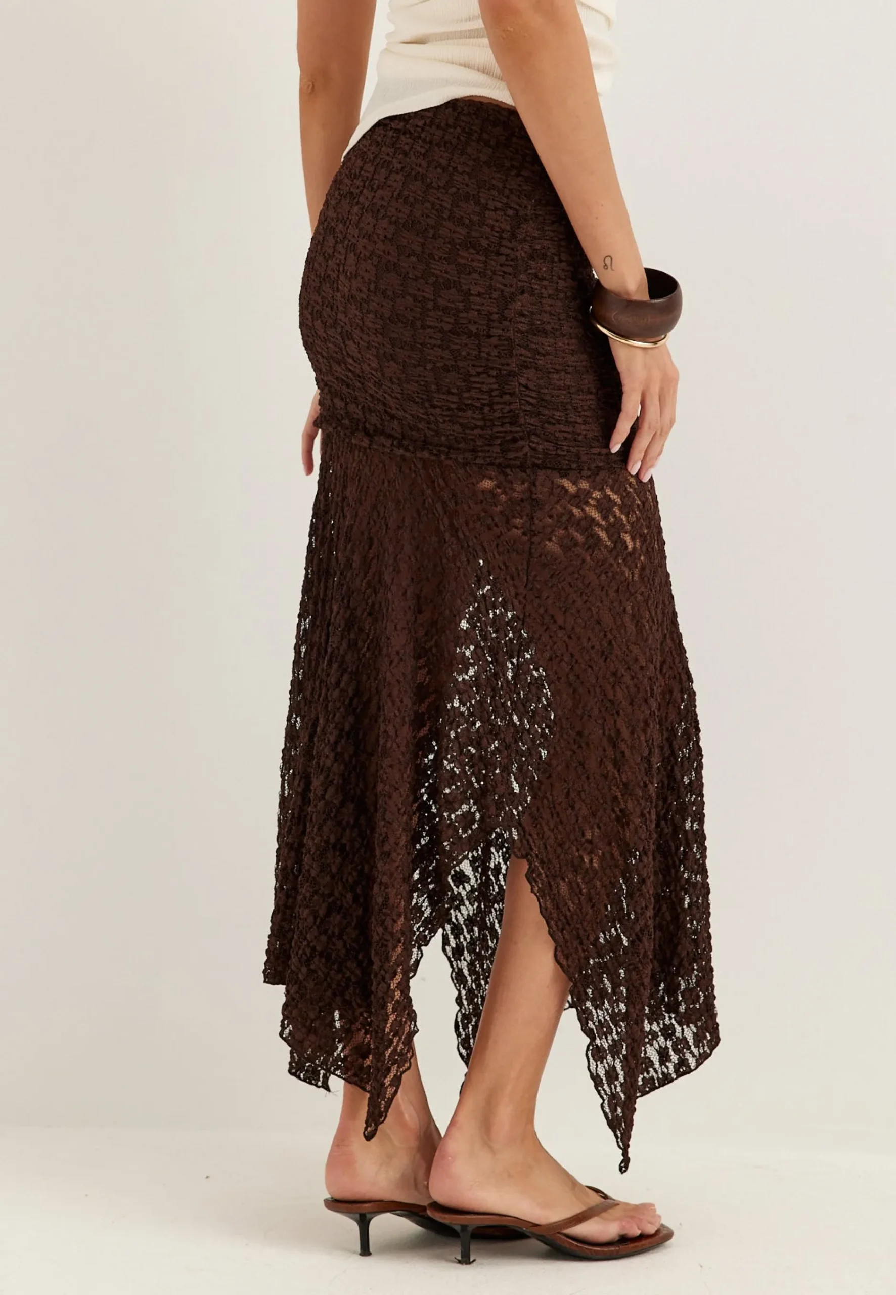 Waterfall Asymmetric Lace Skirt