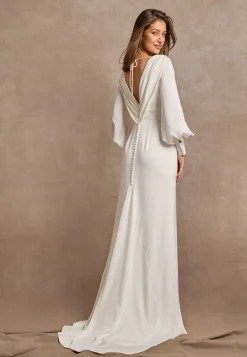 Waterfall Back Satin Wedding Gown