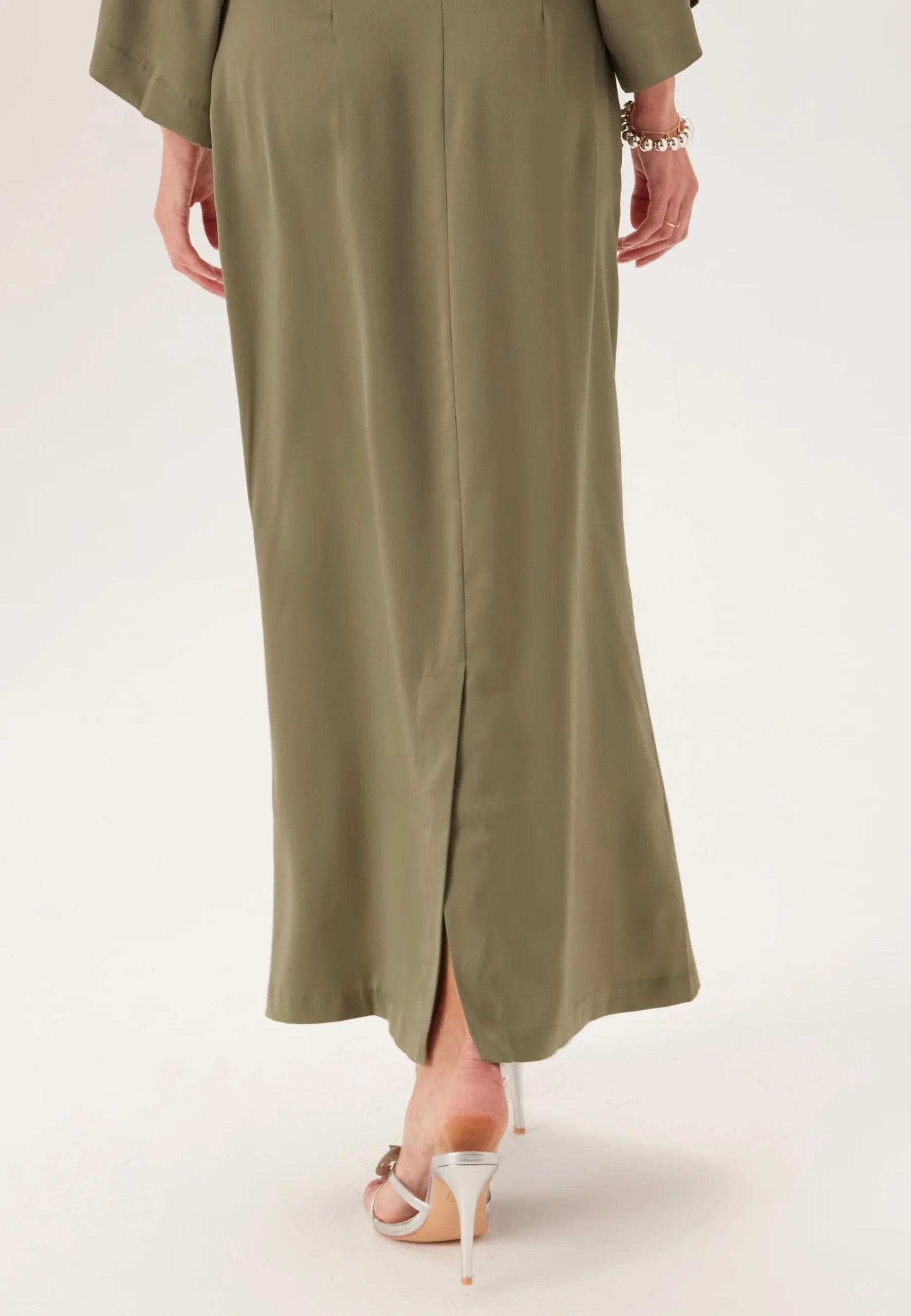 Wide Sleeve Satin Ankle Dress