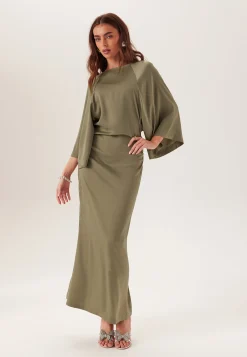 Wide Sleeve Satin Ankle Dress
